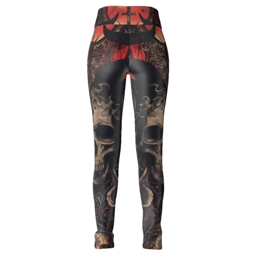 Infernal Mandala Skull Leggings, Halloween Costume Ideas, Gothic Mandala Yoga Pants, Halloween Horror Nights Activewear