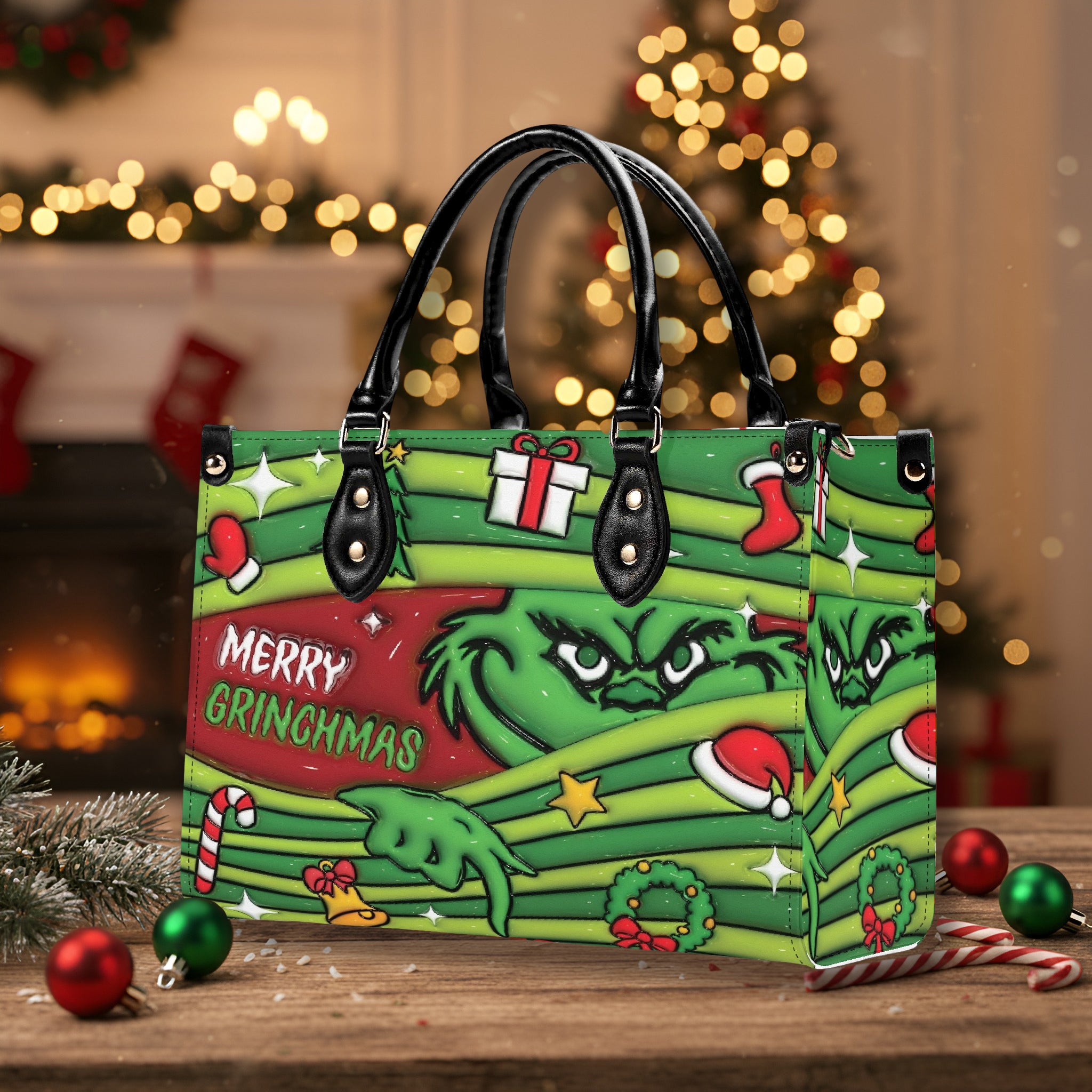 Christmas Tree Handbag, Holiday Gift Tote Bag, Festive Party Purse, Winter Seasonal Shoulder Bag