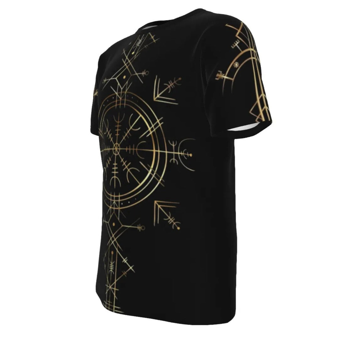 Viking Vegvisir Mysticism T-Shirt, Norse Compass Rune Shirt, Nordic Viking Symbol Tee, Viking Spiritual Apparel, Sacred Geometry Viking Top