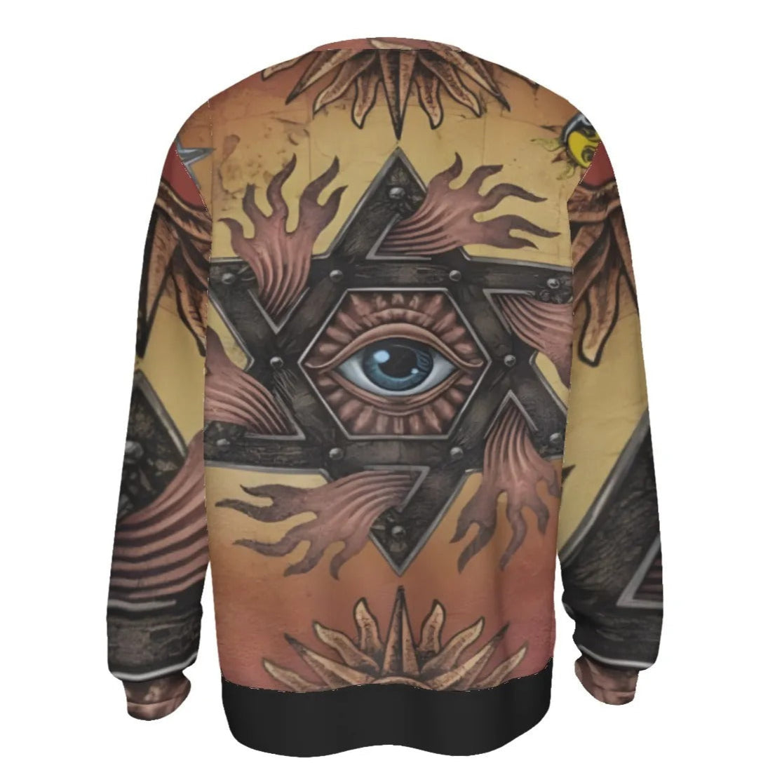 Mystic Eye Mandala Sweater, Sacred Geometry Knit Pullover, Visionary Art Spiritual Clothing, Esoteric Boho Winter Fashion for Men & Women