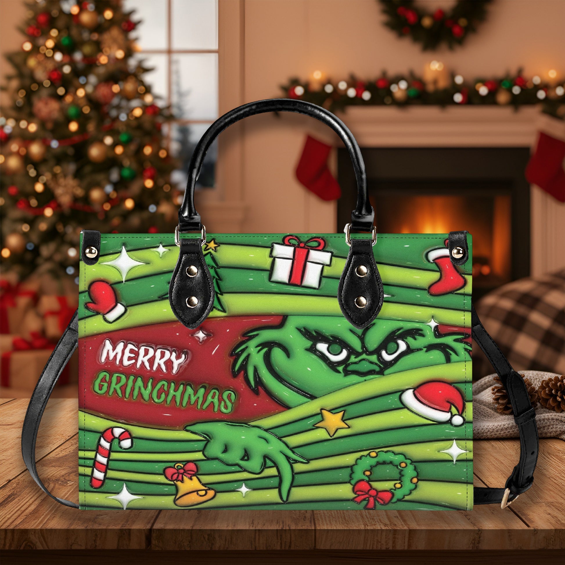 Christmas Tree Handbag, Holiday Gift Tote Bag, Festive Party Purse, Winter Seasonal Shoulder Bag