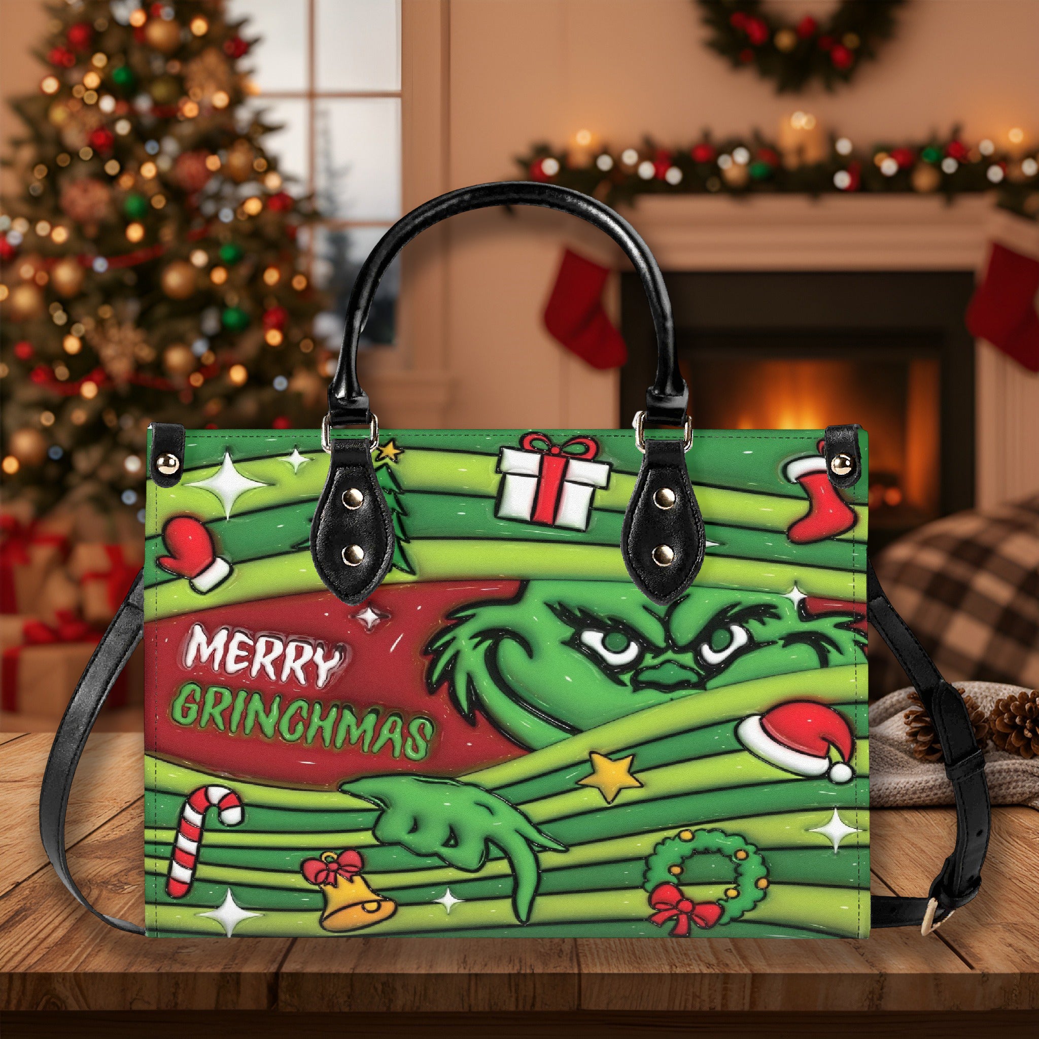 Christmas Tree Handbag, Holiday Gift Tote Bag, Festive Party Purse, Winter Seasonal Shoulder Bag