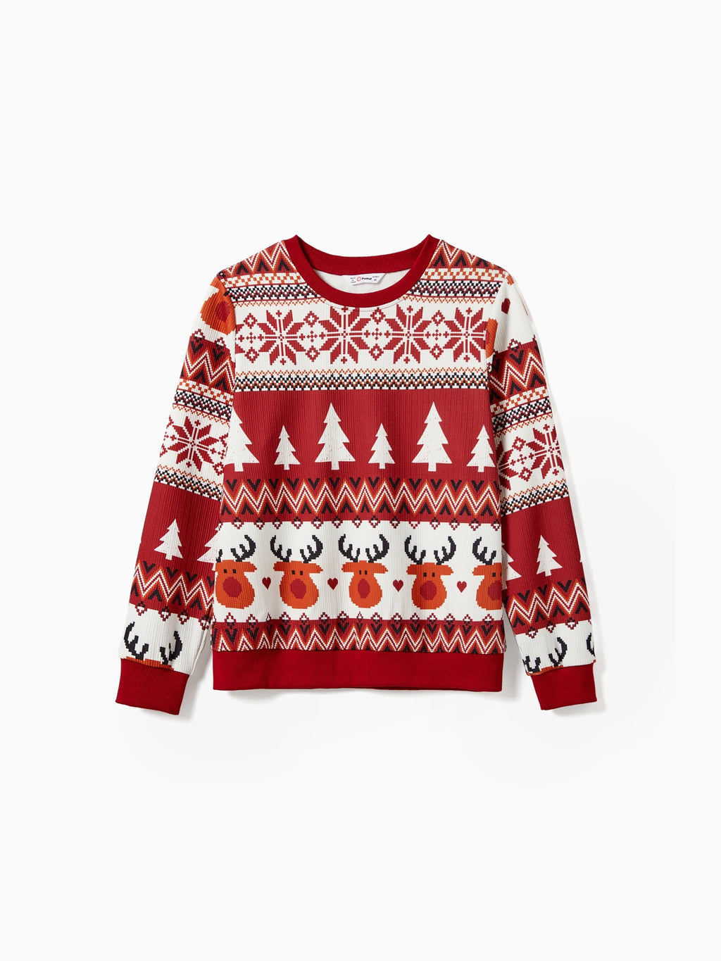 Ugly Christmas Sweater Women, Red Reindeer Knit Pullover, Festive Holiday Jumper with Snowflake and Tree Pattern