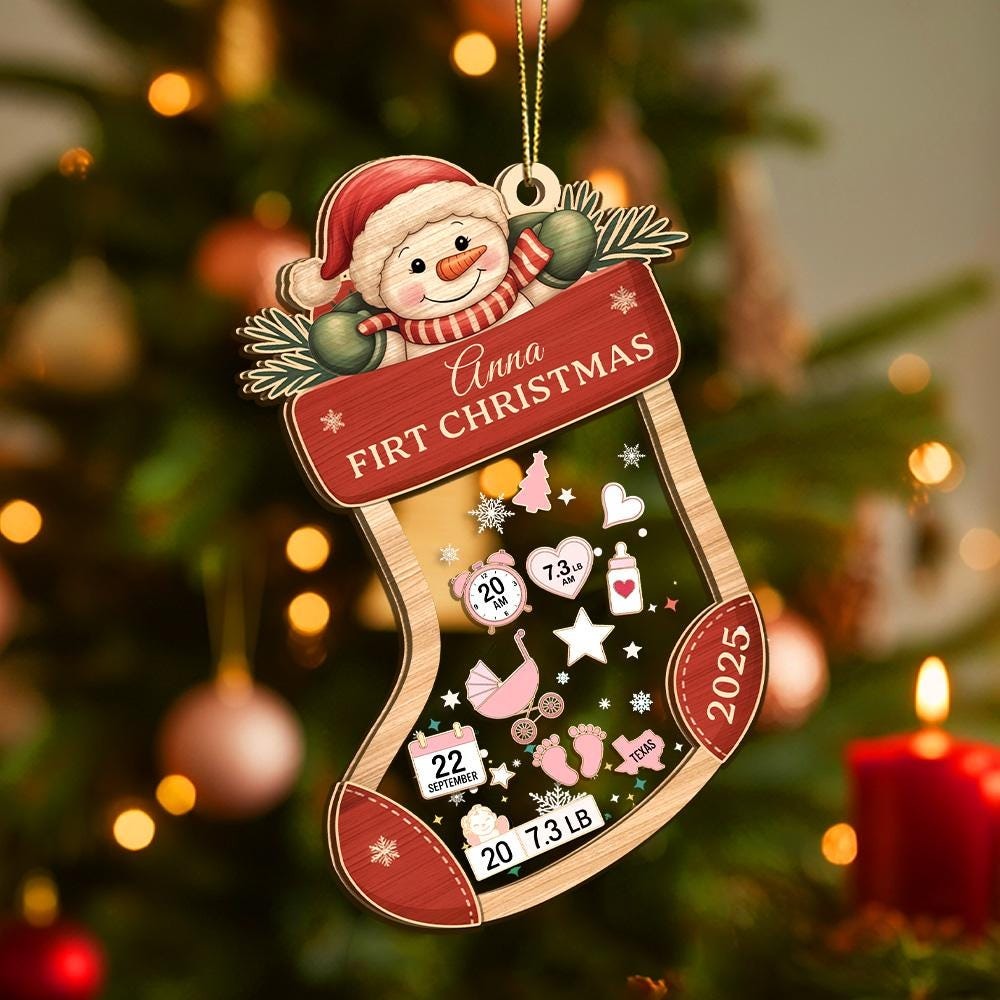 Personalized Baby's First Christmas Ornament 2025, Baby 1st Christmas Ornament, 4D Shaker Babies Ornament, Newborn Gift, Baby Keepsake