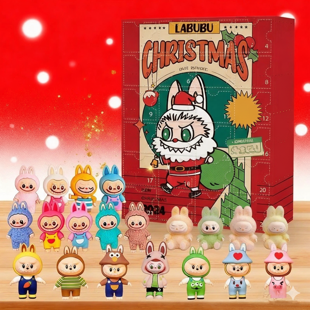 Labubu Christmas Advent Calendar 2025, Cute Bunny Figures, Kawaii Collectible Toys, Holiday Gift Set, 24 Mini Characters