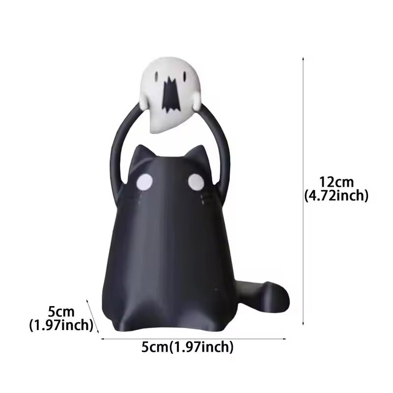 Halloween Home Decor, Halloween Decoration 2025, Halloween Kitten Statue LED Night, Light Ghost Kitten Flashing Figurine LED Nightlight, Tabletop Ornament Halloween Lighted Decor