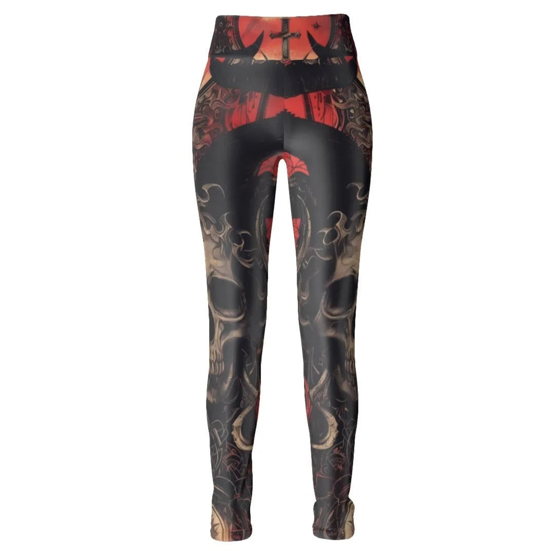 Infernal Mandala Skull Leggings, Halloween Costume Ideas, Gothic Mandala Yoga Pants, Halloween Horror Nights Activewear
