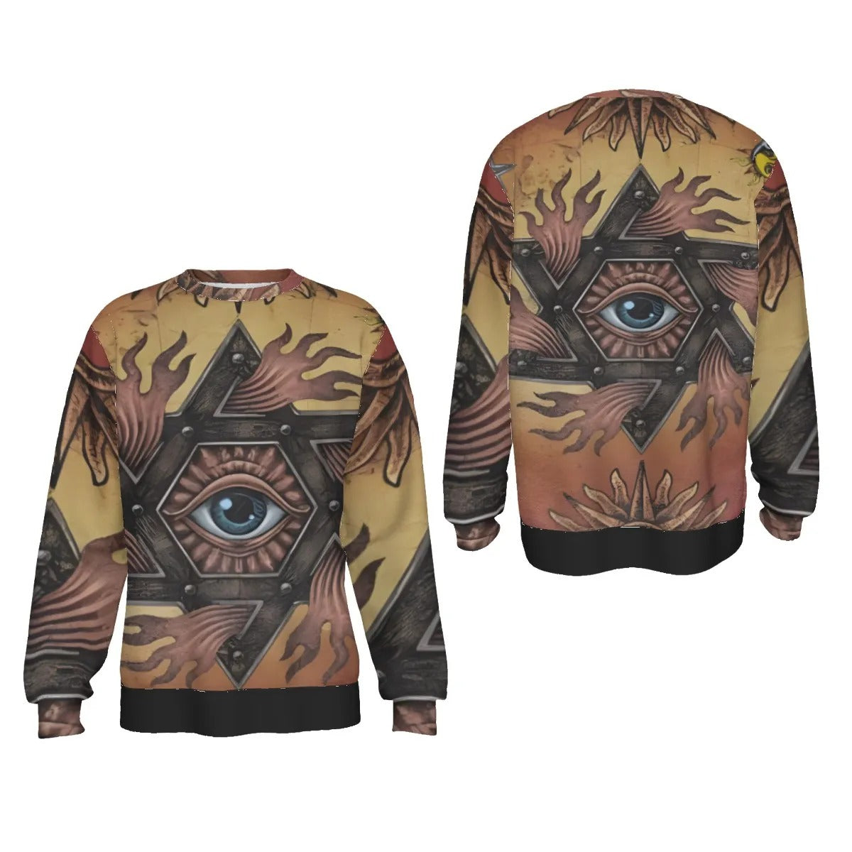 Mystic Eye Mandala Sweater, Sacred Geometry Knit Pullover, Visionary Art Spiritual Clothing, Esoteric Boho Winter Fashion for Men & Women