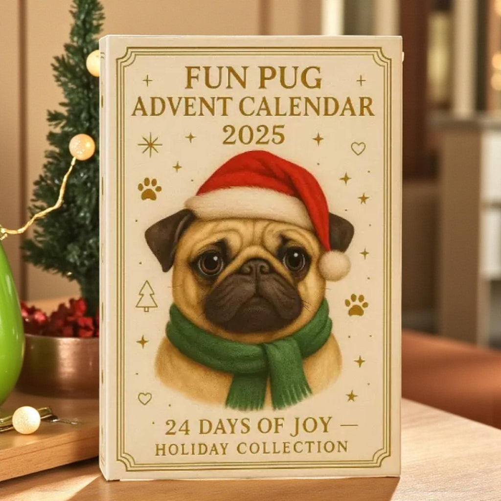 2D Acrylic Pug Advent Calendar 2025: 24 Days of Joy, Dog Christmas Countdown