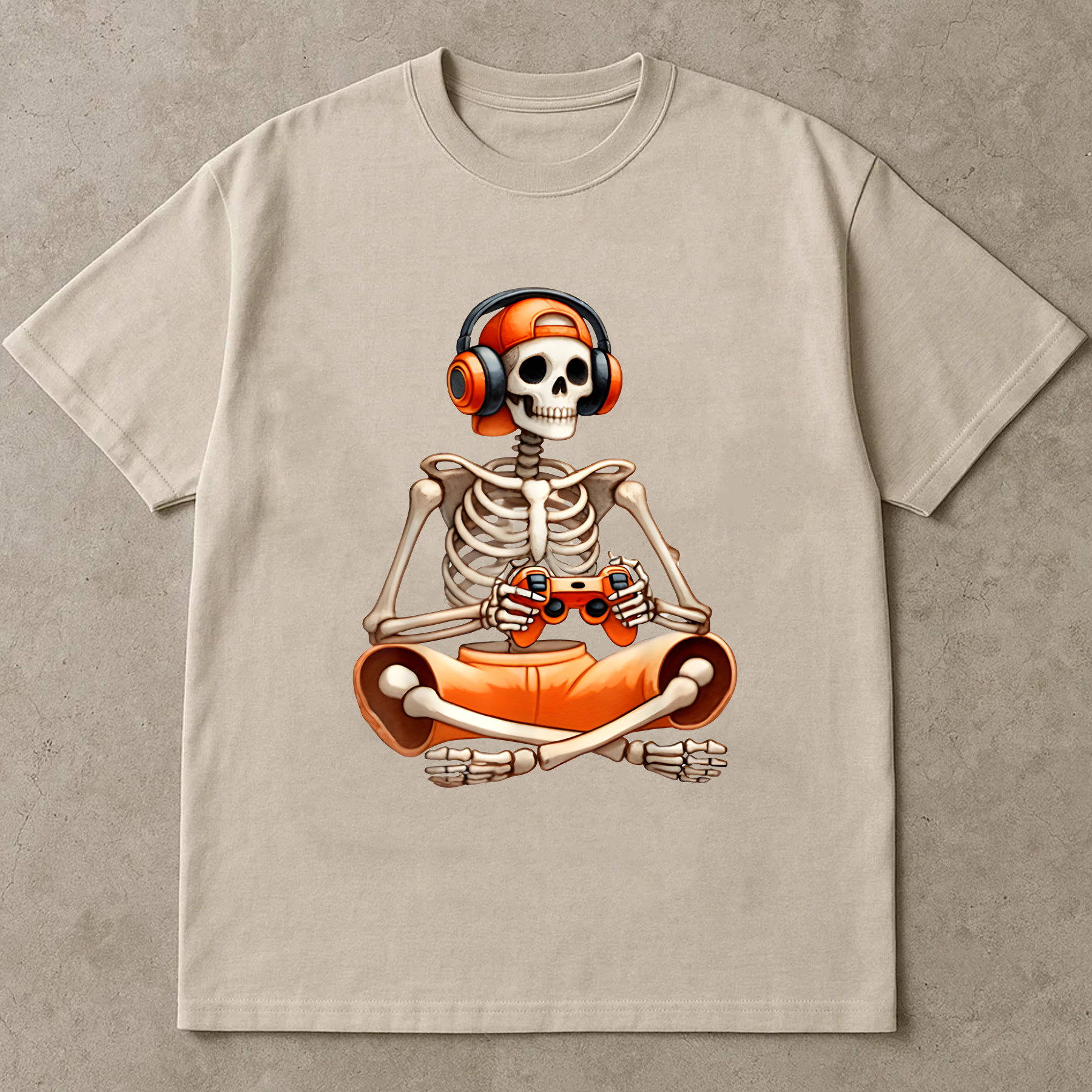 Funny Gamer Skeleton Shirt, Halloween Gaming Shirt, Skull With Headphones and Controller, Spooky Gamer Gift Tee