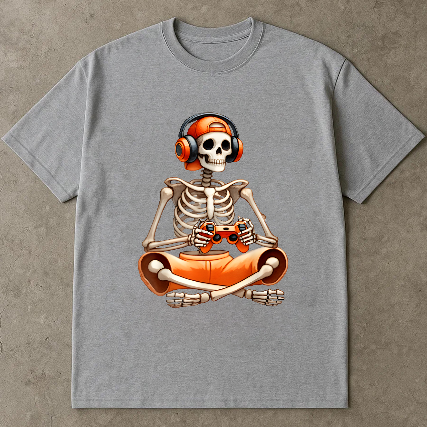 Funny Gamer Skeleton Shirt, Halloween Gaming Shirt, Skull With Headphones and Controller, Spooky Gamer Gift Tee