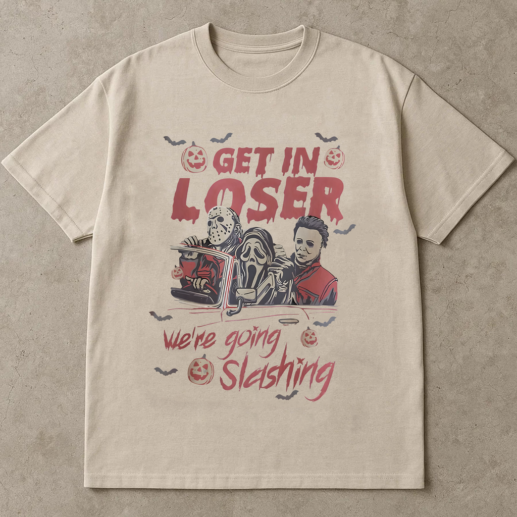 Funny Halloween Slasher Shirt, Spooky Season Graphic T-Shirt, Creepy Scary Movie Shirt