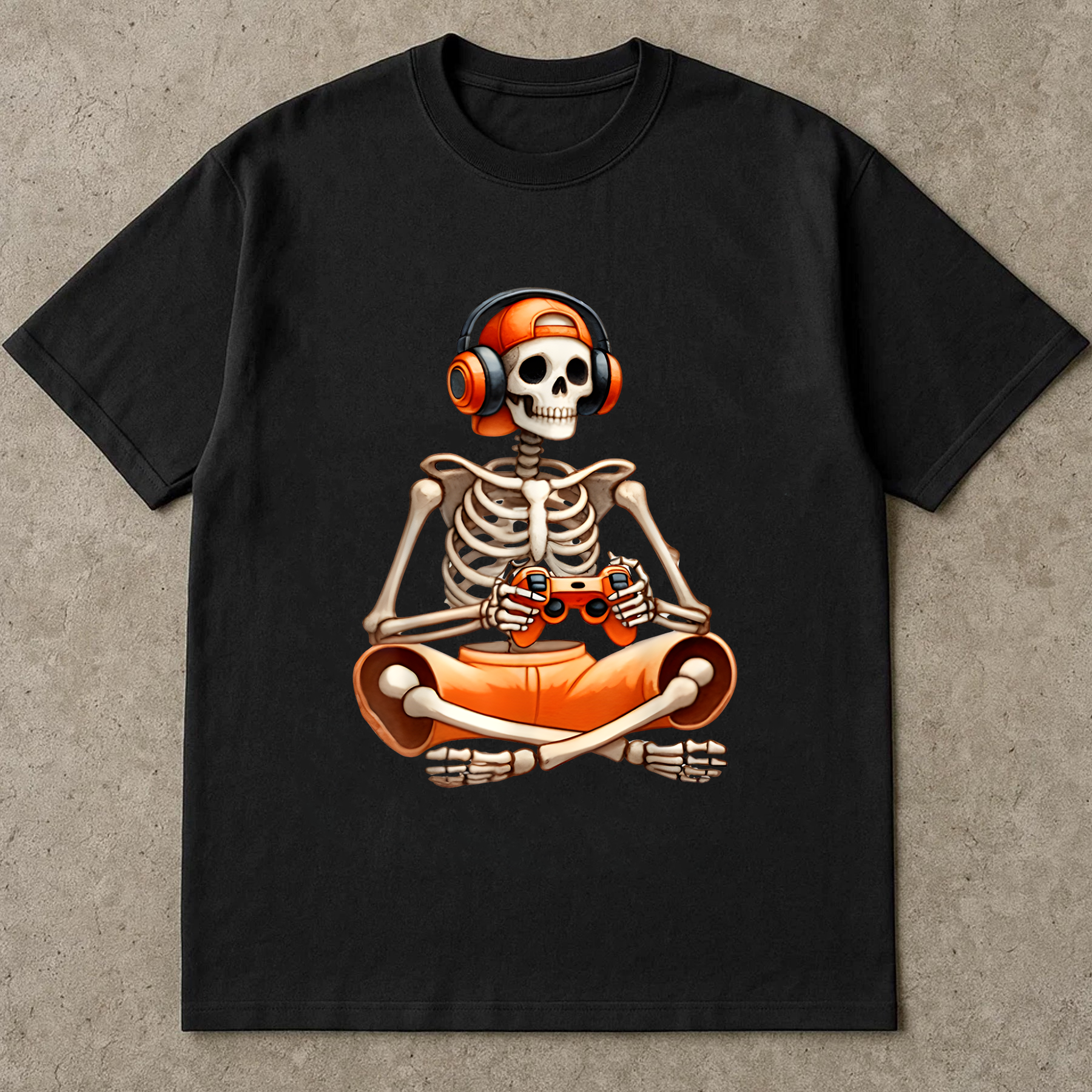 Funny Gamer Skeleton Shirt, Halloween Gaming Shirt, Skull With Headphones and Controller, Spooky Gamer Gift Tee