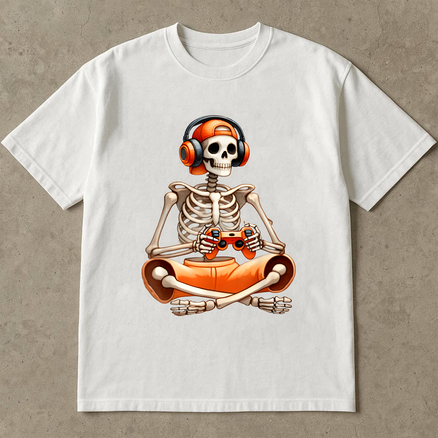Funny Gamer Skeleton Shirt, Halloween Gaming Shirt, Skull With Headphones and Controller, Spooky Gamer Gift Tee