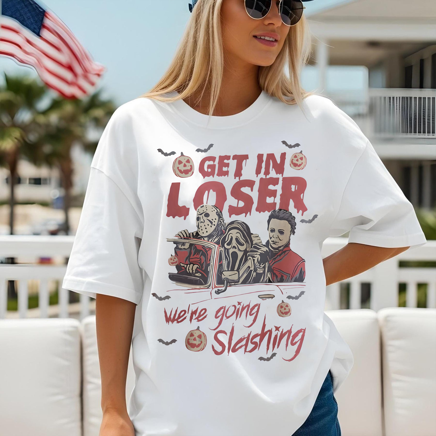 Funny Halloween Slasher Shirt, Spooky Season Graphic T-Shirt, Creepy Scary Movie Shirt