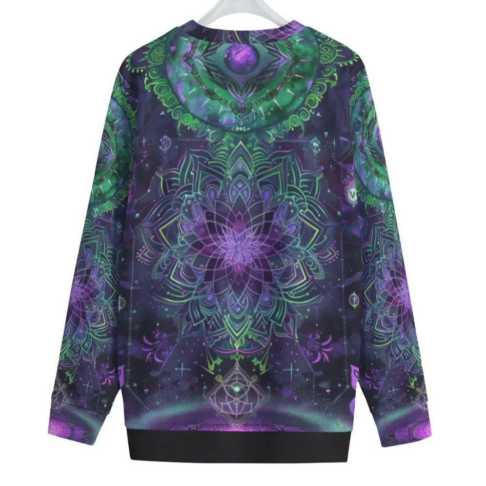 Mystic Aesthetic Women’s Sweatshirt, Psychedelic Spiritual Top, Festival Boho Wear, Vibrant Healing Clothing, Cosmic Symbol Fashion
