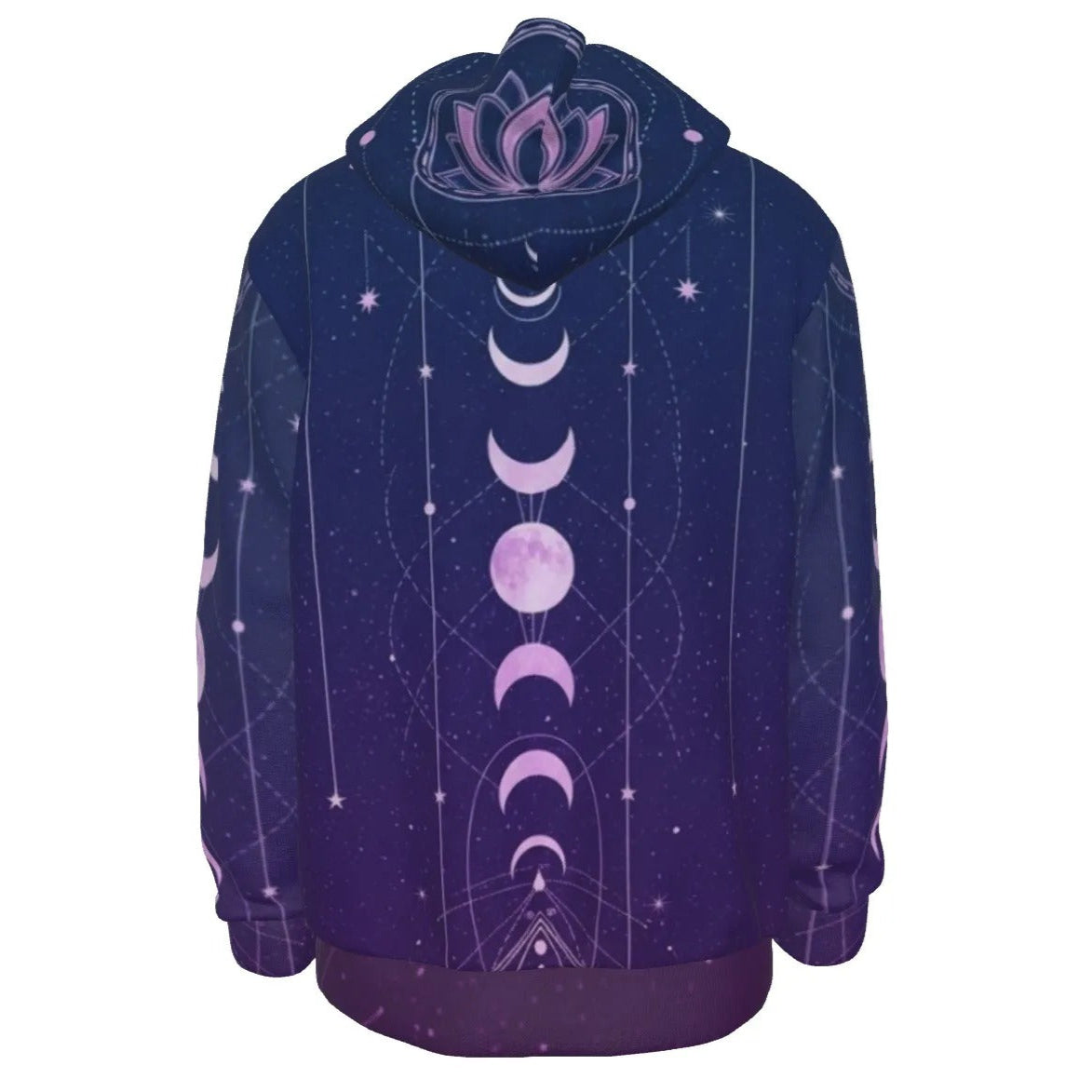 Mystic Lunar Mandala Hoodie, Moon Phase Spiritual Sweatshirt, Celestial Lotus Hooded Top, Sacred Geometry Cosmic Hoodie, Boho Mystic Style