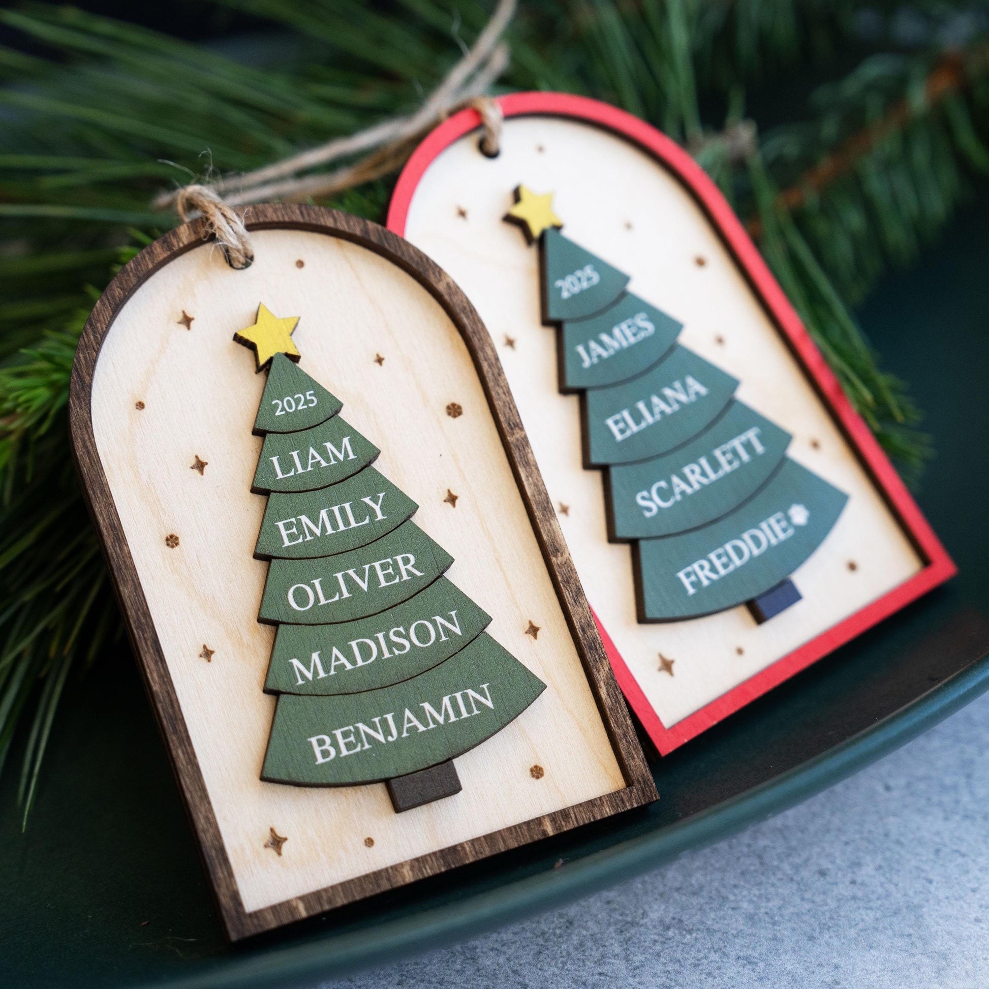 Family Christmas Ornament, 2025 Personalized 3D Ornament With Names, Christmas Tree Ornament, Christmas Gift