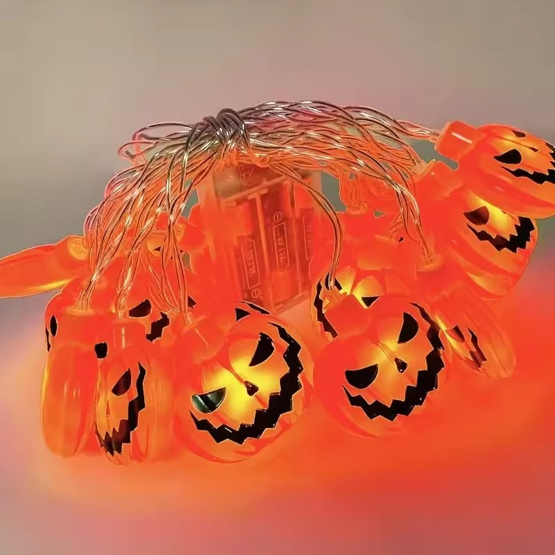 Halloween Decorations, Halloween LED String Lights, 10 Battery Powered Ghost Witch Pumpkin Cat Spider Skeleton Lights, Indoor Halloween Party Home Decor