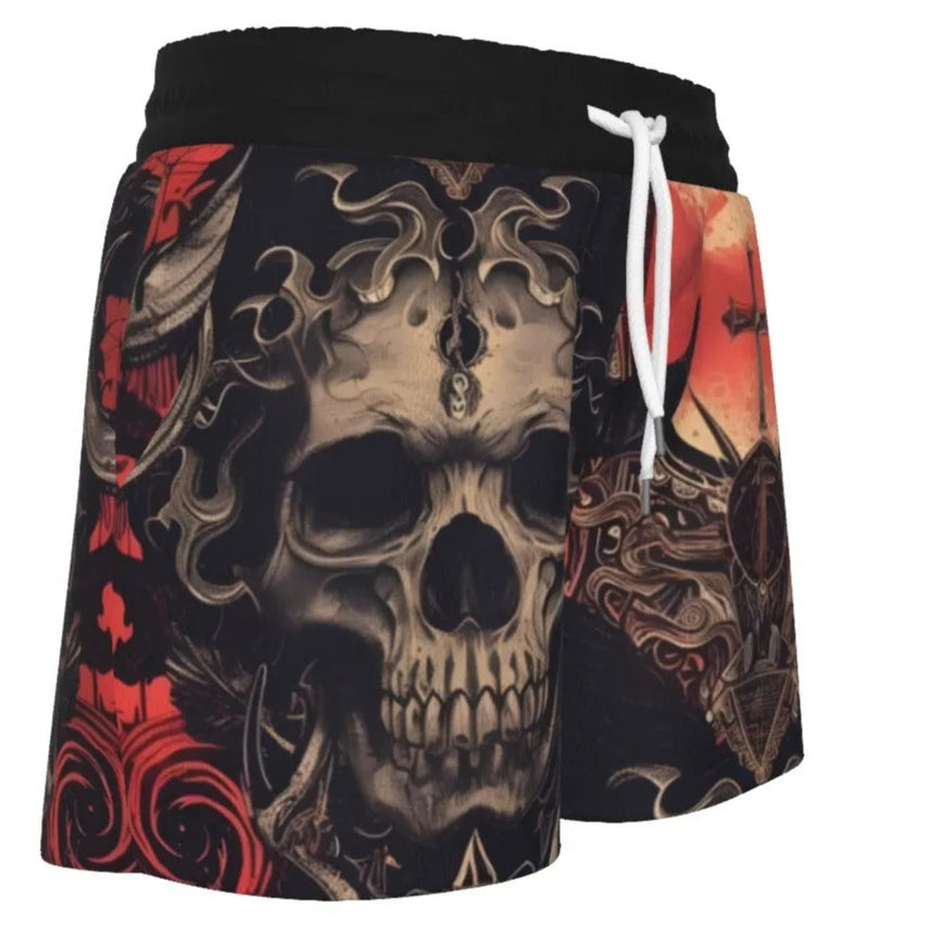 Infernal Mandala Skull Women’s Shorts, Womens Halloween Costumes, Gothic Mandala Activewear, Halloween Costume Ideas Shorts