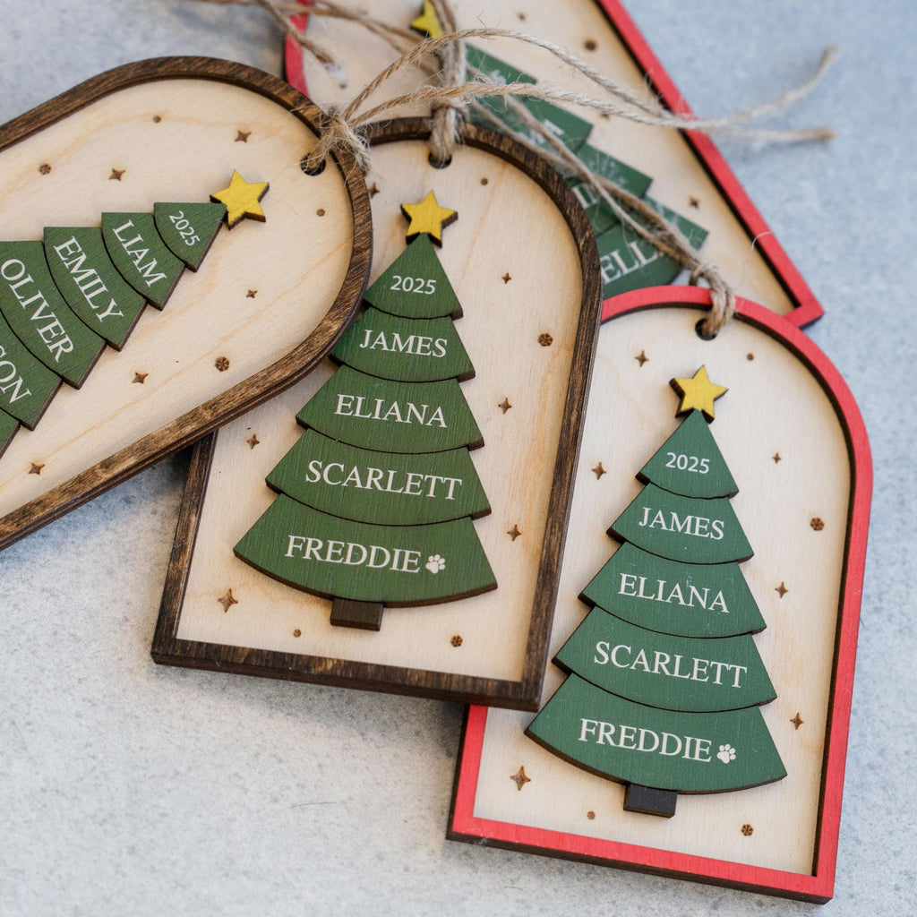 Family Christmas Ornament, 2025 Personalized 3D Ornament With Names, Christmas Tree Ornament, Christmas Gift