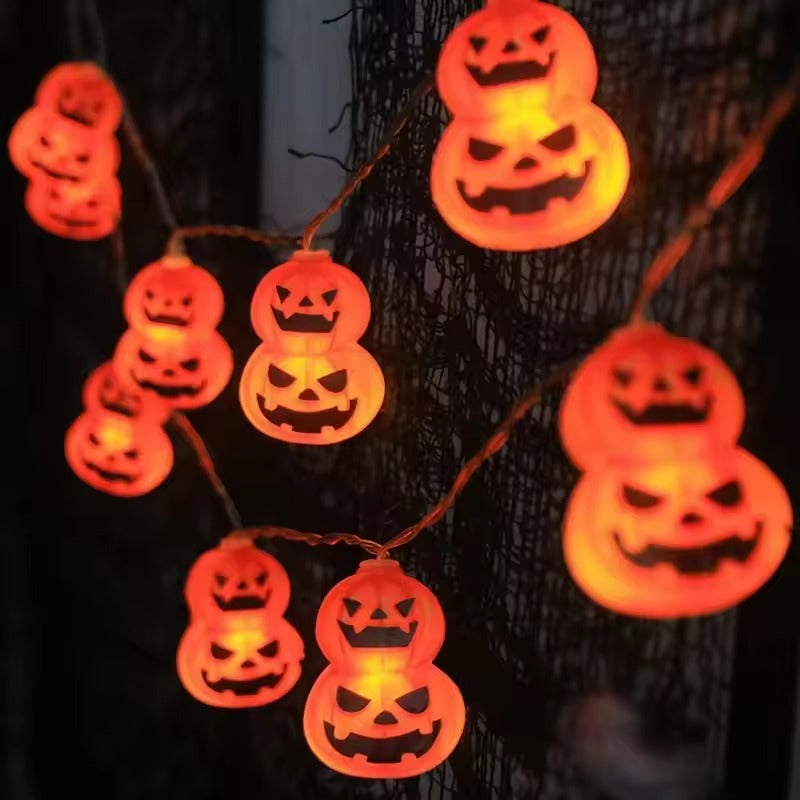 Halloween Decorations, Halloween LED String Lights, 10 Battery Powered Ghost Witch Pumpkin Cat Spider Skeleton Lights, Indoor Halloween Party Home Decor