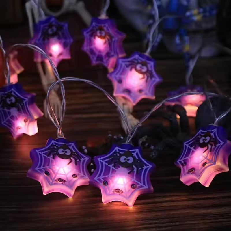 Halloween Decorations, Halloween LED String Lights, 10 Battery Powered Ghost Witch Pumpkin Cat Spider Skeleton Lights, Indoor Halloween Party Home Decor