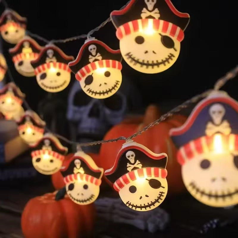 Halloween Decorations, Halloween LED String Lights, 10 Battery Powered Ghost Witch Pumpkin Cat Spider Skeleton Lights, Indoor Halloween Party Home Decor