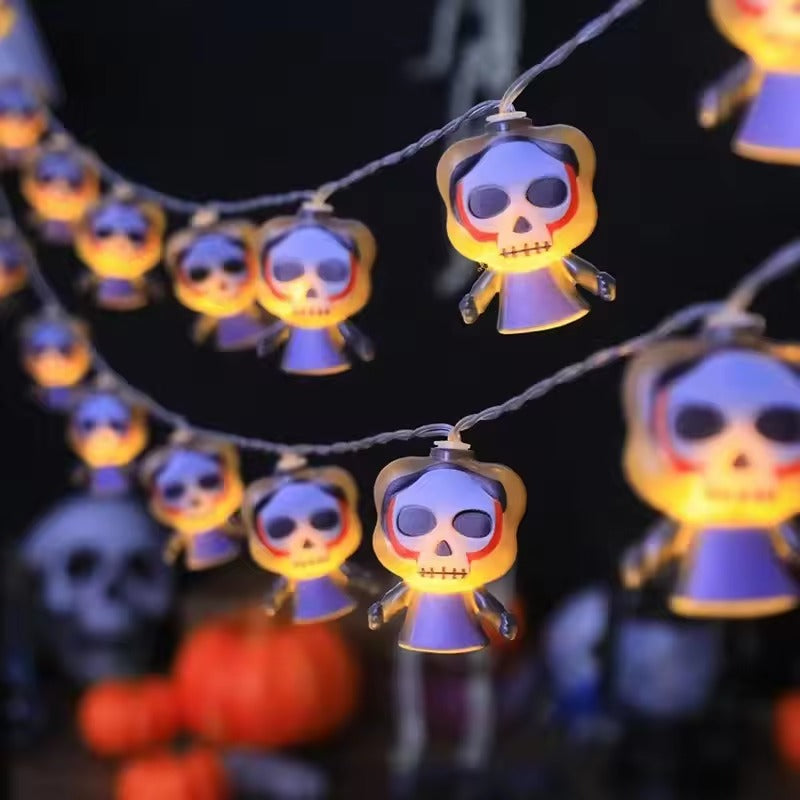 Halloween Decorations, Halloween LED String Lights, 10 Battery Powered Ghost Witch Pumpkin Cat Spider Skeleton Lights, Indoor Halloween Party Home Decor