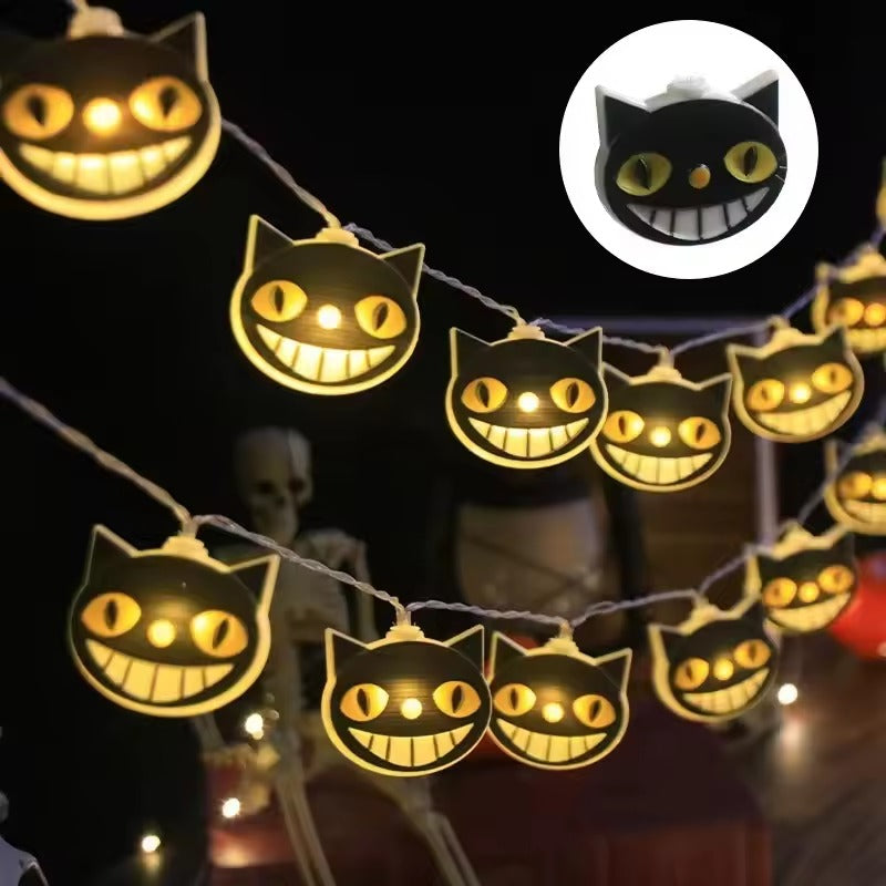 Halloween Decorations, Halloween LED String Lights, 10 Battery Powered Ghost Witch Pumpkin Cat Spider Skeleton Lights, Indoor Halloween Party Home Decor