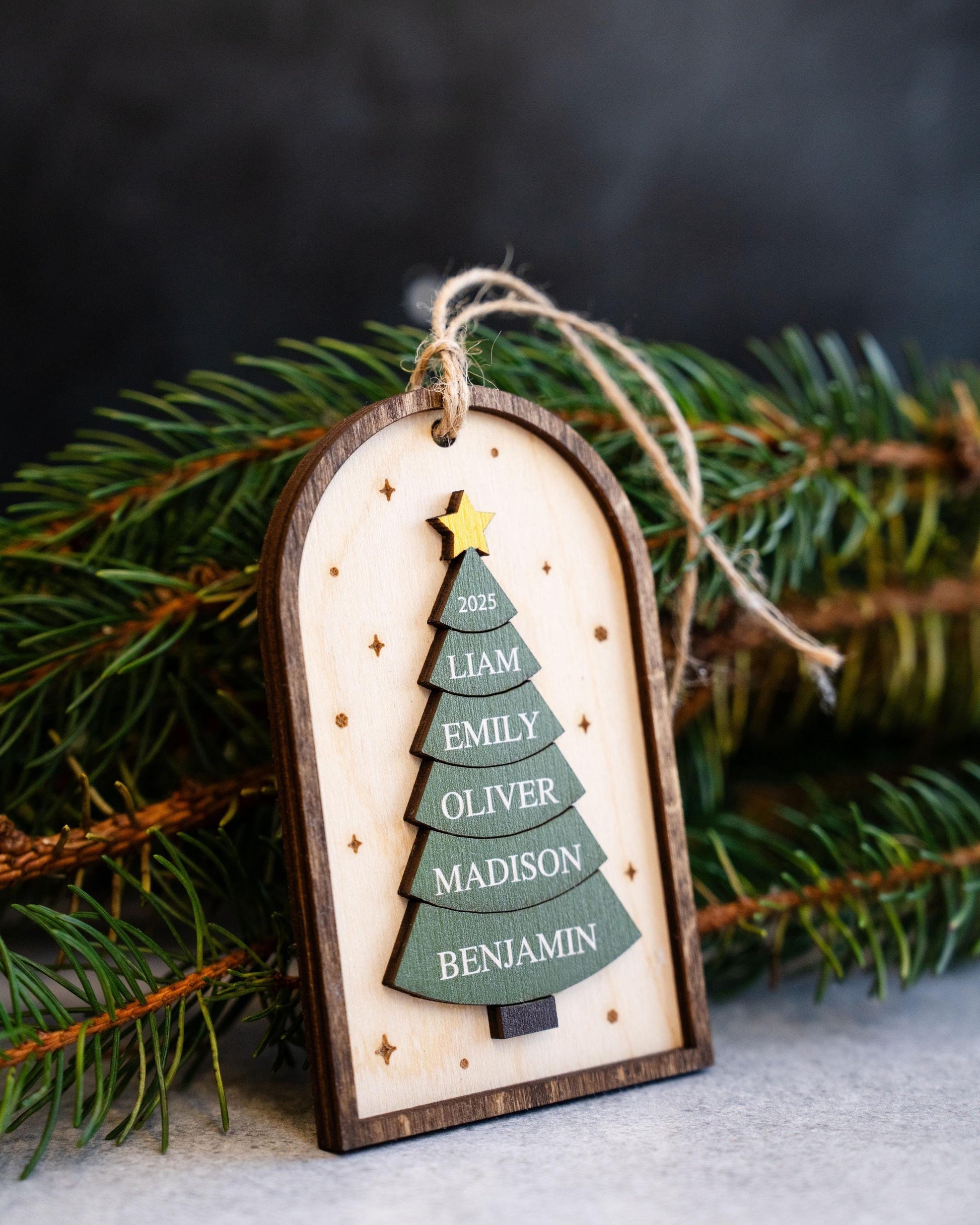 Family Christmas Ornament, 2025 Personalized 3D Ornament With Names, Christmas Tree Ornament, Christmas Gift