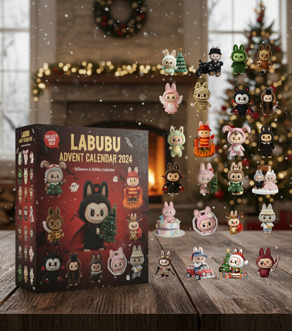 Labubu Advent Calendar 2024, Halloween & Christmas Figures, Collectible Toy Set, Cute Bunny Miniatures, Holiday Gift Box