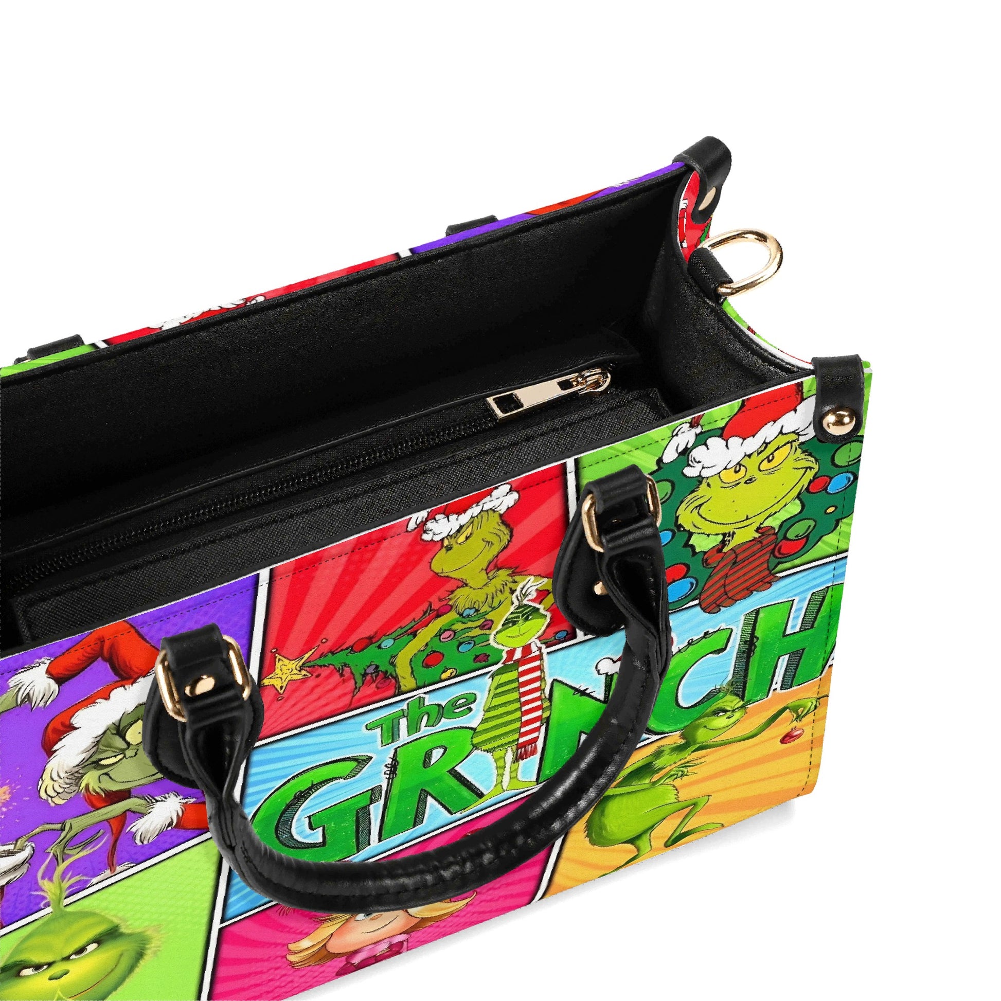 Christmas Cartoon Comic Tote Bag, Festive Holiday Handbag, Colorful Winter Purse, Xmas Party Gift