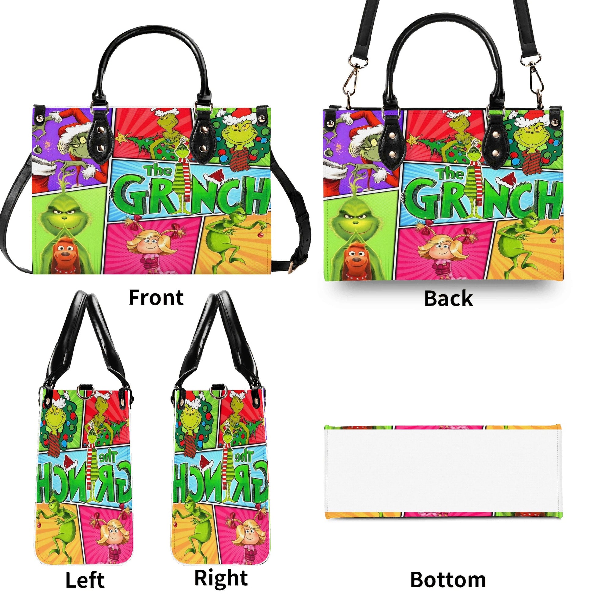Christmas Cartoon Comic Tote Bag, Festive Holiday Handbag, Colorful Winter Purse, Xmas Party Gift