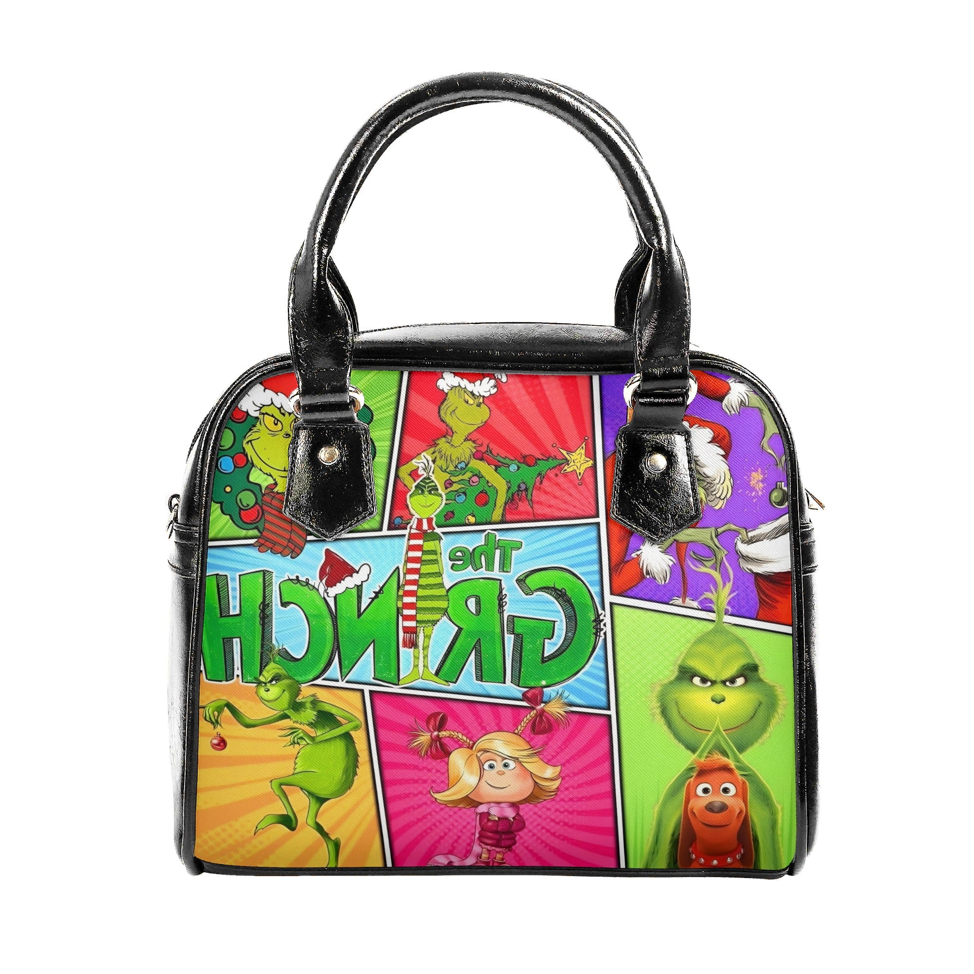 Christmas Cartoon Comic Tote Bag, Festive Holiday Handbag, Colorful Winter Purse, Xmas Party Gift