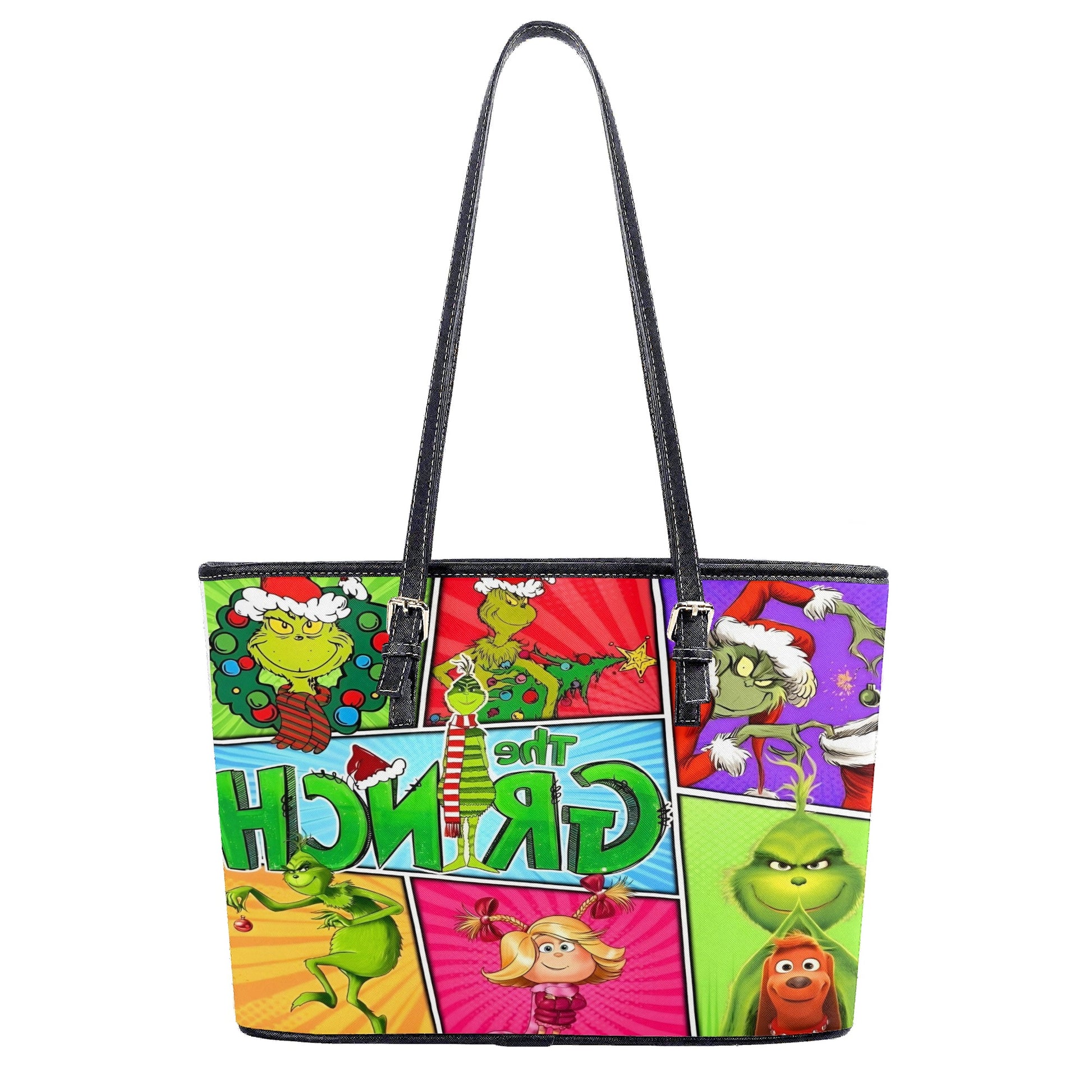 Christmas Cartoon Comic Tote Bag, Festive Holiday Handbag, Colorful Winter Purse, Xmas Party Gift