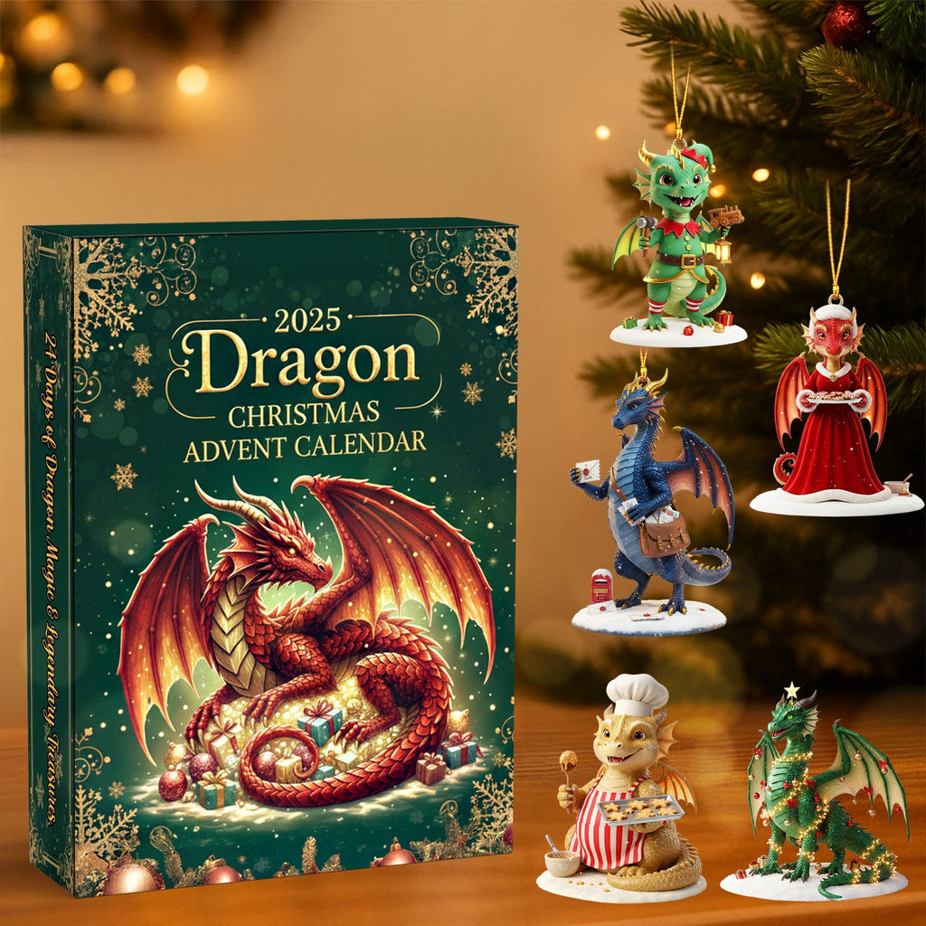 Dragon Fantasy Christmas Advent Calendar 2025, Mythical Holiday Countdown Box, 24 Dragon Mini Figures, Magical Winter Gift
