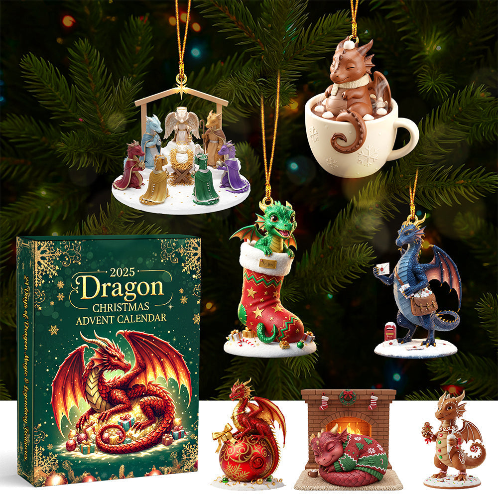 Dragon Fantasy Christmas Advent Calendar 2025, Mythical Holiday Countdown Box, 24 Dragon Mini Figures, Magical Winter Gift