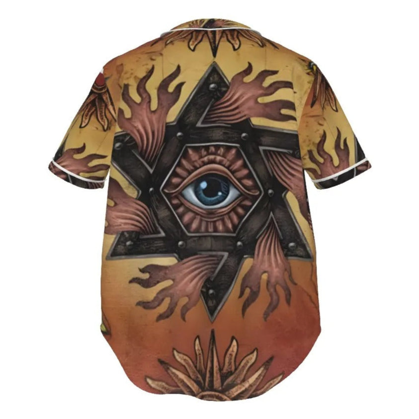Mystic Eye Mandala Baseball Shirt, Sacred Geometry Raglan Tee, Esoteric Visionary Art Sportswear, Spiritual Street Style Top