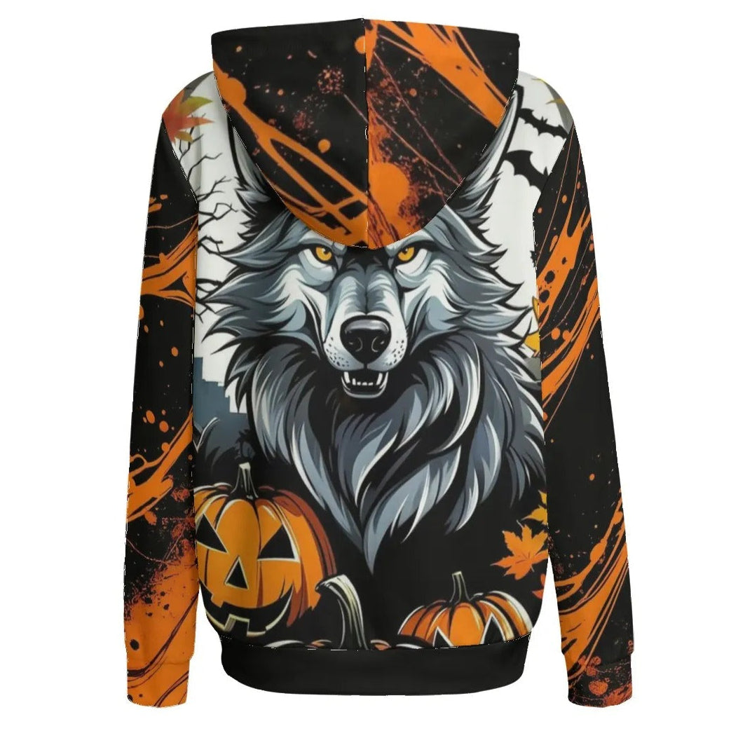 Howling Halloween Costumes Night Wolf Women’s Hoodie, Spooky Pumpkin Bat Essentials Hoodie, Gothic Halloween Hooded Top, Halloween Horror Nights