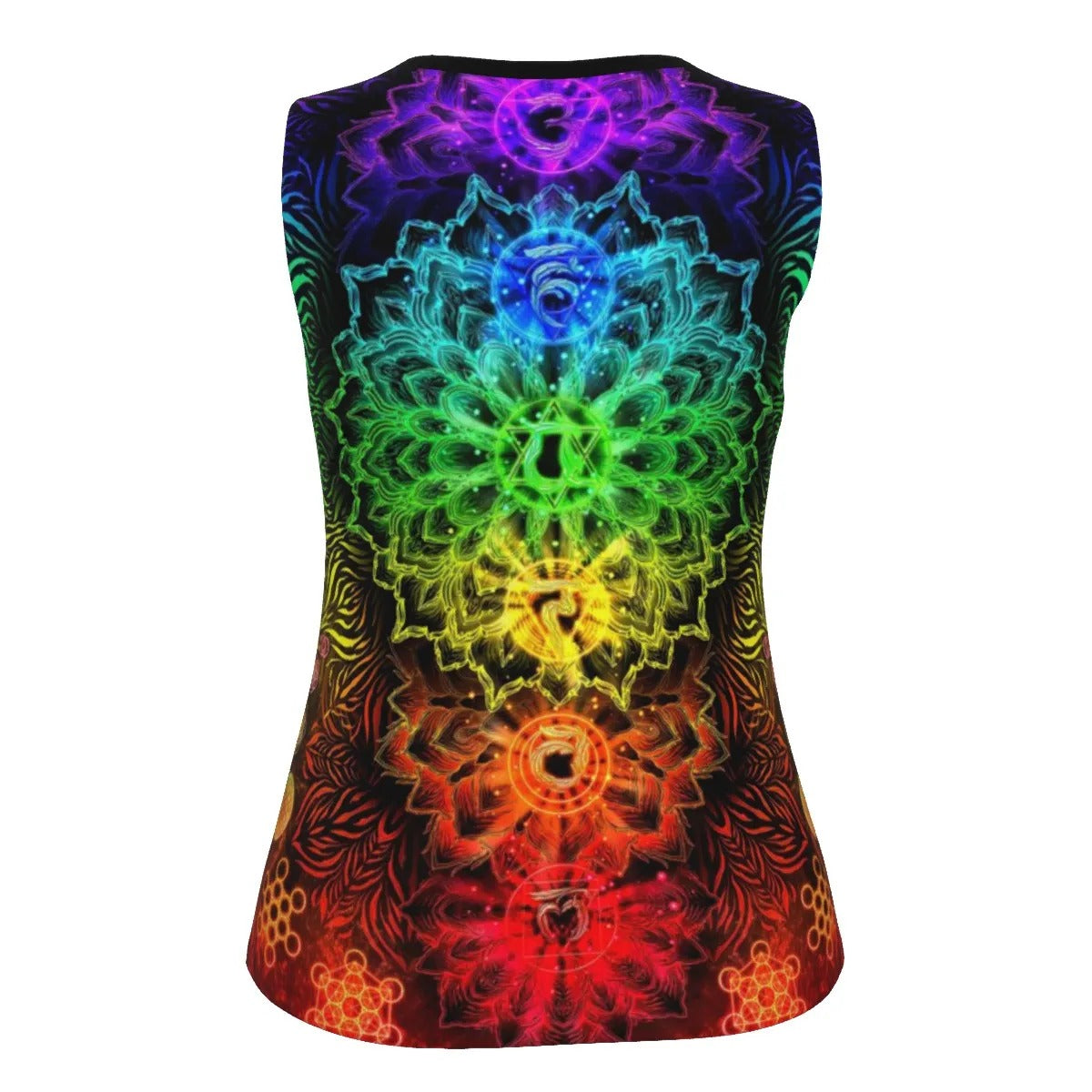 Sacred Chakras Tank Top, Rainbow Chakra Shirt, Spiritual Energy Top, Yoga Sleeveless Shirt, Meditation Clothing, Seven Chakras Tank, Festival Outfit for Women