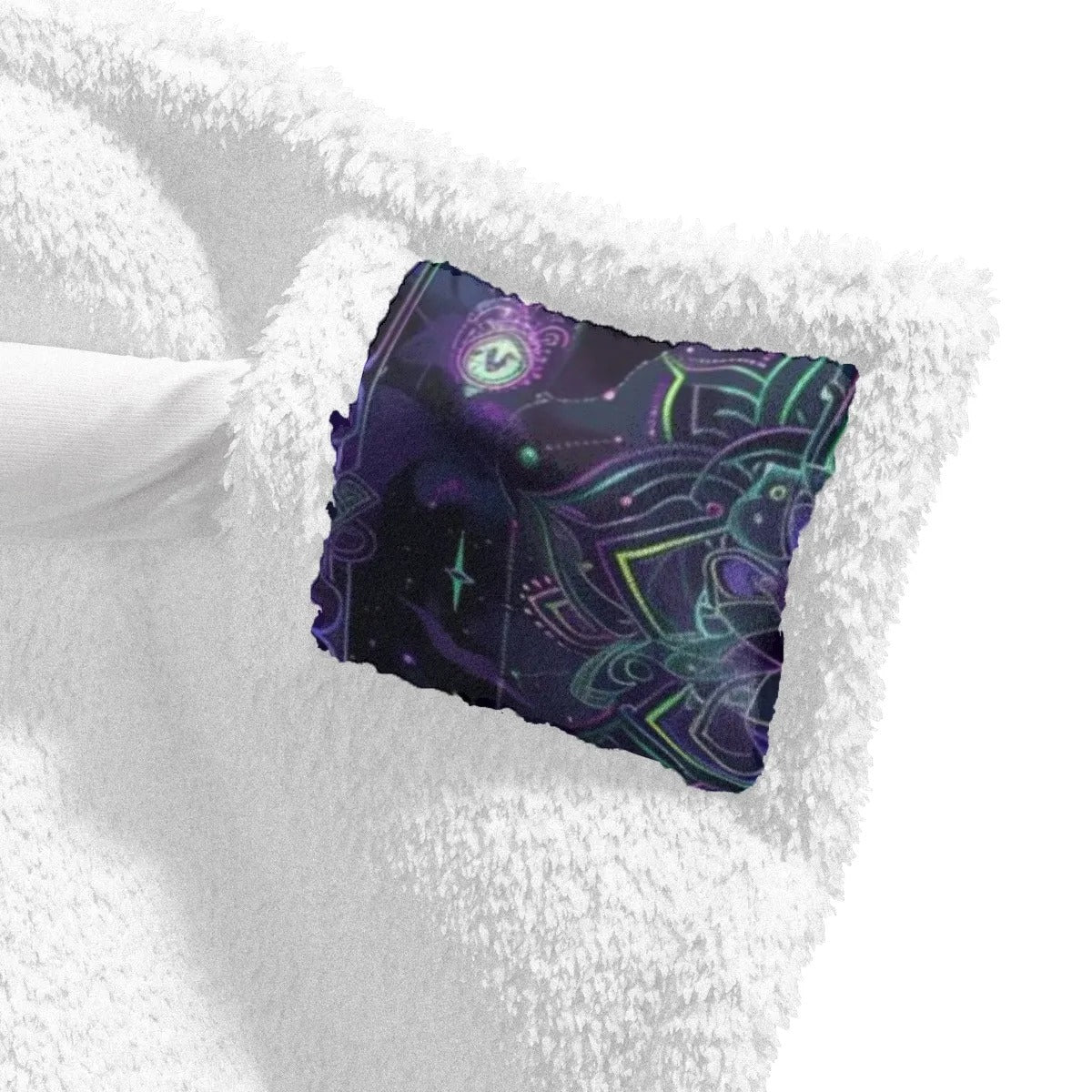 Mystic Aesthetic Women’s Wearable Hooded Blanket, Psychedelic Spiritual Wrap, Festival Boho Wear, Vibrant Healing Clothing, Cosmic Symbol Fashion