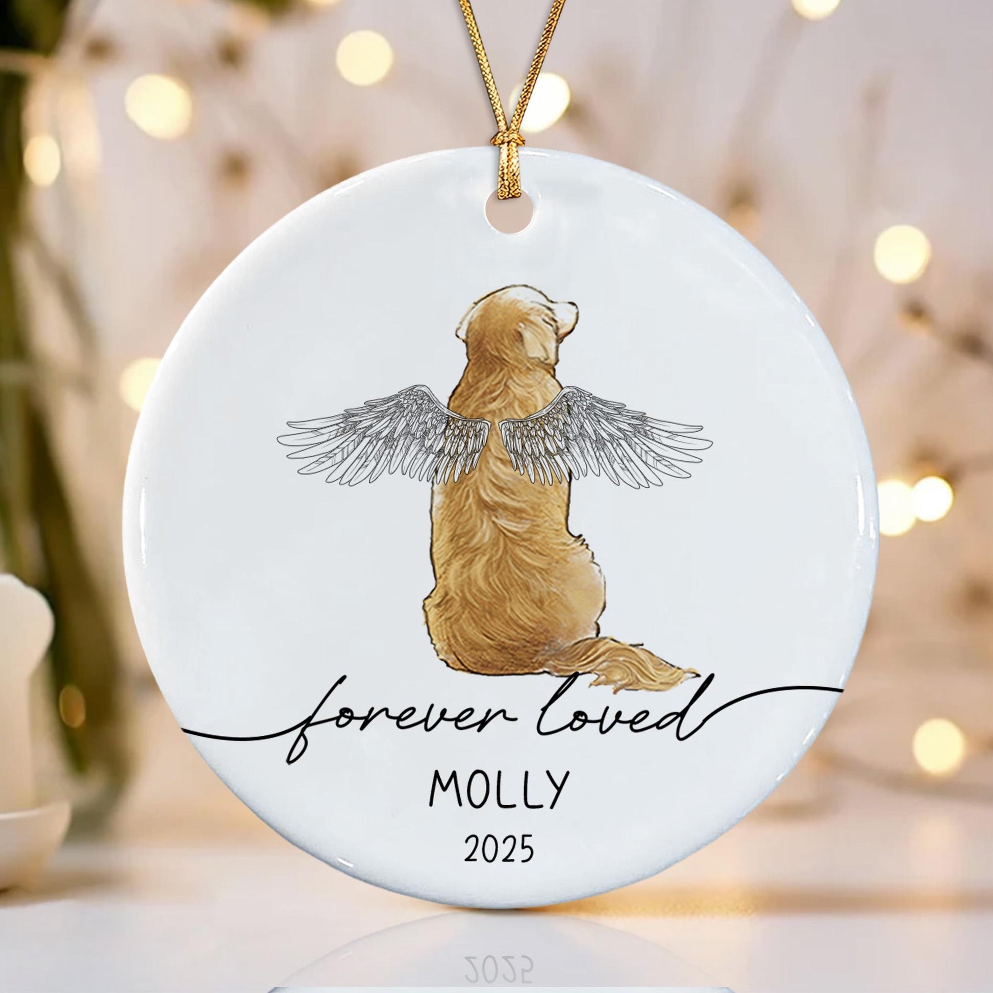 Personalized Dog Christmas Memorial Ornament 2025, Pet Memorial Ornament, Dog With Angel Wings Memorial Ornament, Loss of Dog Ornament