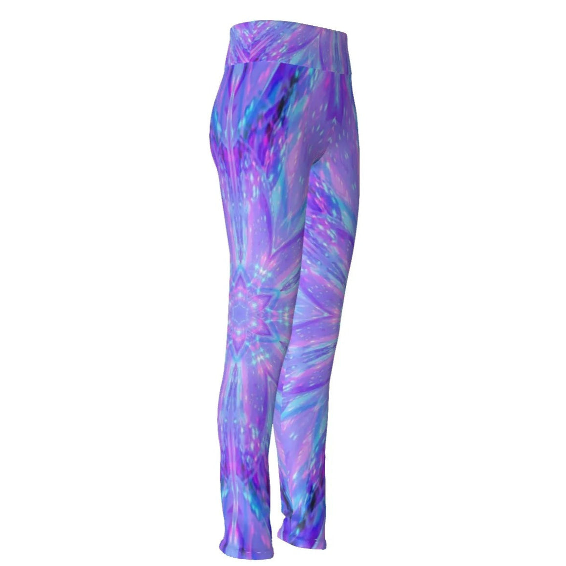 Kaleio Galaxy Leggings, Trippy Psychedelic Yoga Pants, Holographic Mandala Space Tights, Cosmic Festival Activewear for Women