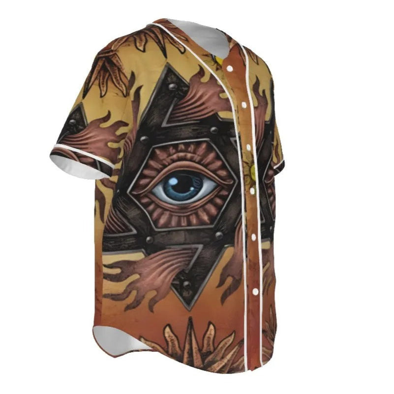 Mystic Eye Mandala Baseball Shirt, Sacred Geometry Raglan Tee, Esoteric Visionary Art Sportswear, Spiritual Street Style Top