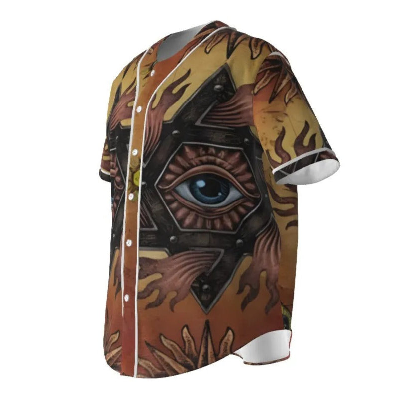 Mystic Eye Mandala Baseball Shirt, Sacred Geometry Raglan Tee, Esoteric Visionary Art Sportswear, Spiritual Street Style Top