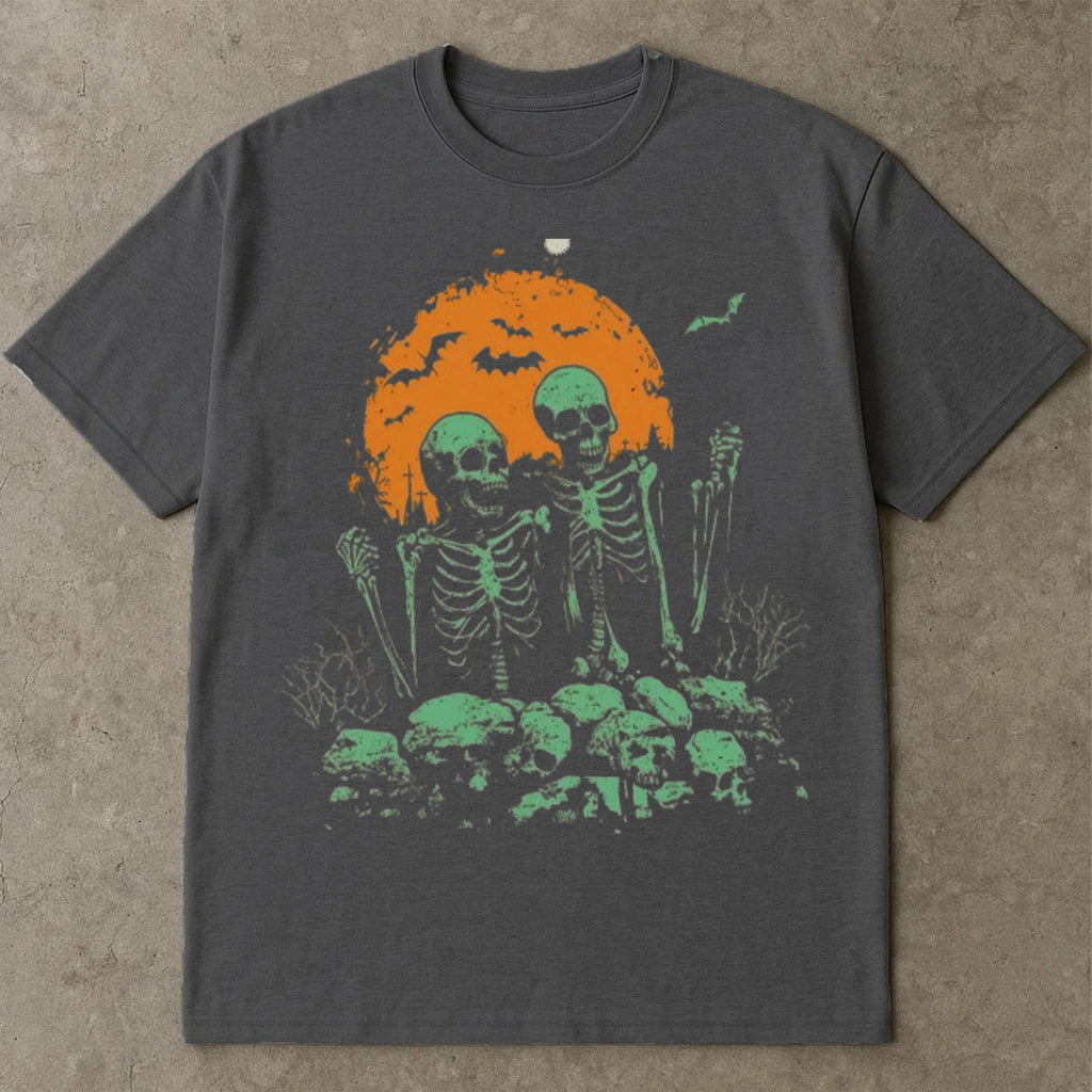 Halloween Skeleton Couple Shirt, Halloween Tee Shirts, October 31st Gift, Halloween T Shirts For Adults, Retro Halloween, Cute Spooky Vintage Skull