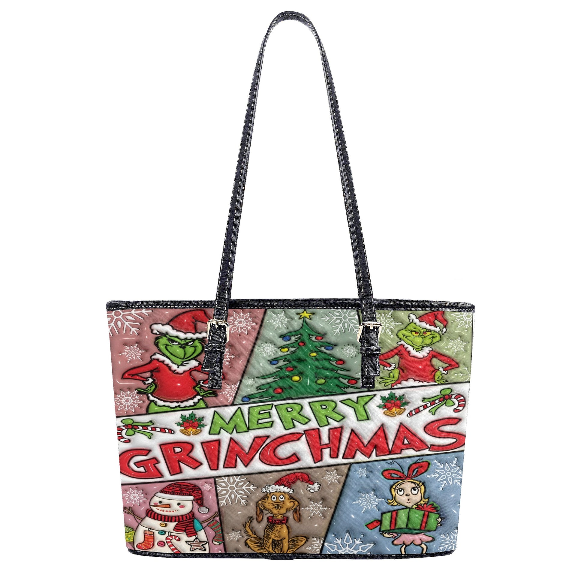 Festive Christmas Handbag, Winter Cartoon Tote Bag, Holiday Party Purse, Cute Xmas Gift Bag