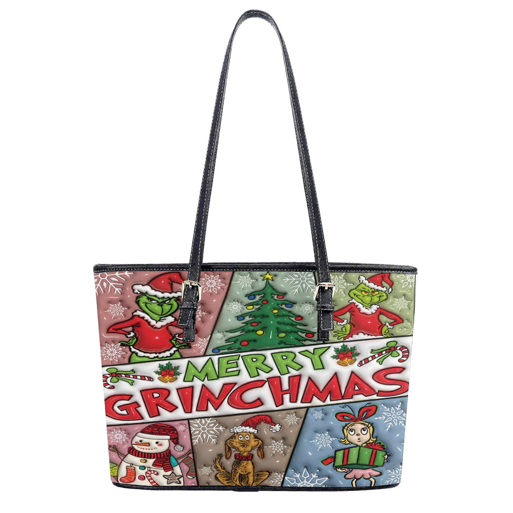 Festive Christmas Handbag, Winter Cartoon Tote Bag, Holiday Party Purse, Cute Xmas Gift Bag