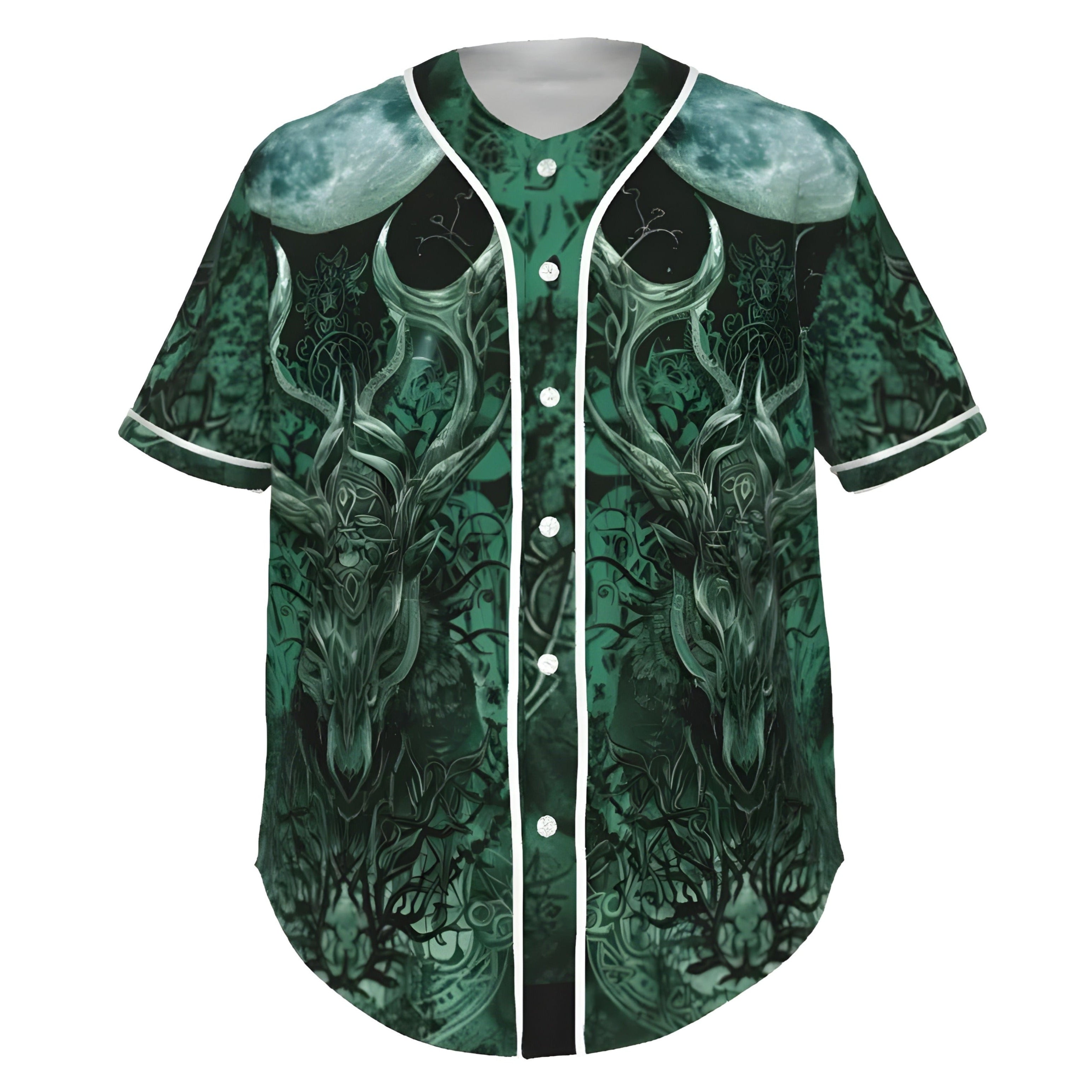 Viking Baseball Shirt with Antler Design, Norse Mythology Inspired Graphic Tee, Tribal Sportswear, Fantasy Baseball Shirt